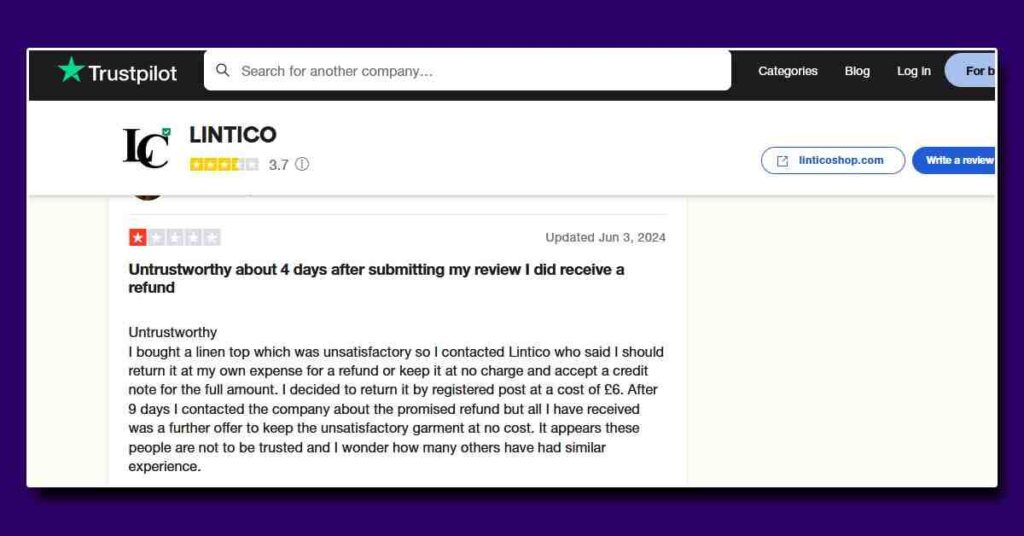Lintico Untrustworthy about 4 days after submitting