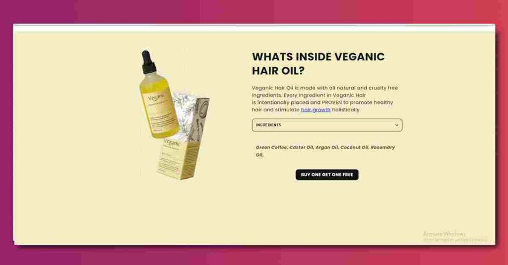 Veganic hair oil ingredients